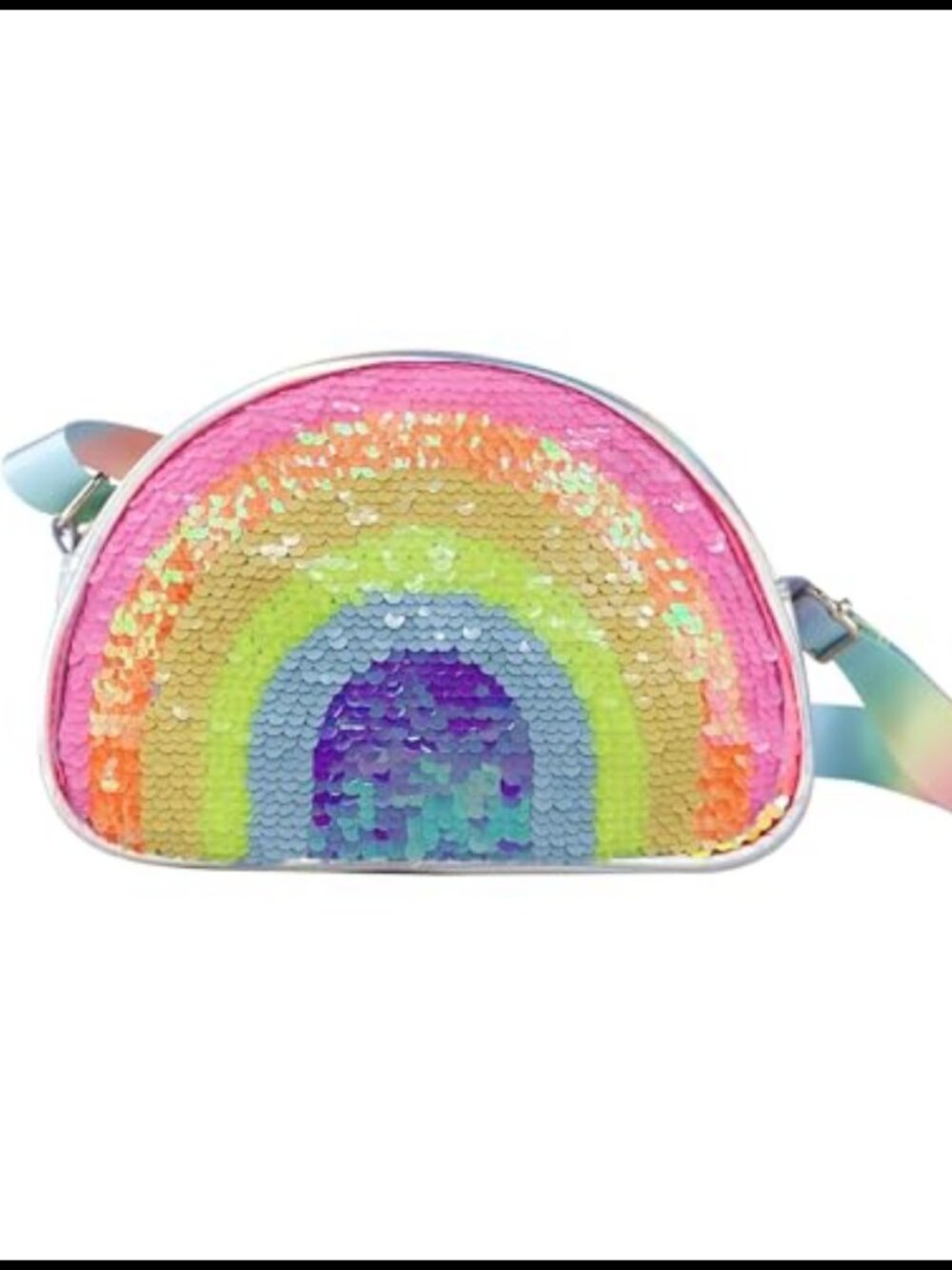 Girls Crossbody Bag Rainbow Purse Multiple Compartments Adjustable Strap